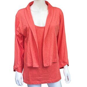 Chicos Coral 2-Piece Cardigan & Tank Set Womens Size 1/M Comfortable & Stylish
